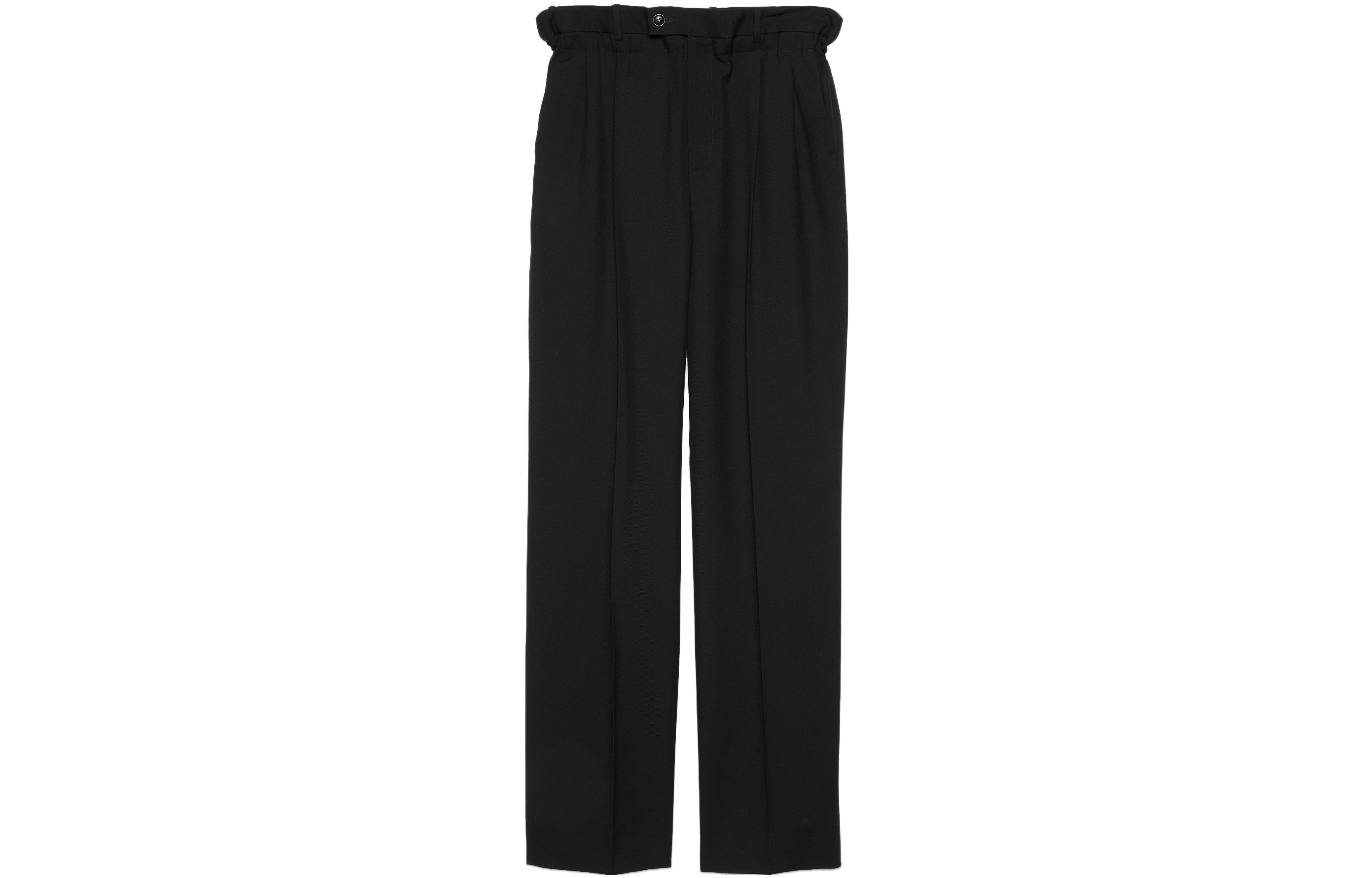 Order (W) グッチ SS24 ブラック ストレートレッグカジュアルパンツ ソリッドベルト付き 761399-ZHW51-1000