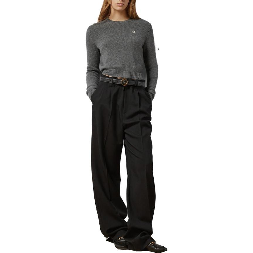 Lookbook (W) グッチ SS24 ブラック ストレートレッグカジュアルパンツ ソリッドベルト付き 761399-ZHW51-1000