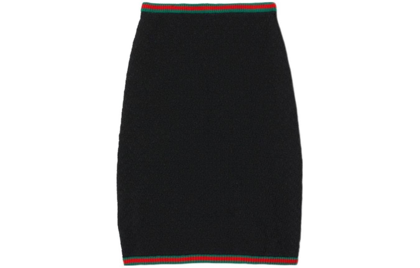 (Women) GUCCI SS24  Black Striped Low-Waist Long Casual Skirt. 792043-XKD3C-1152
