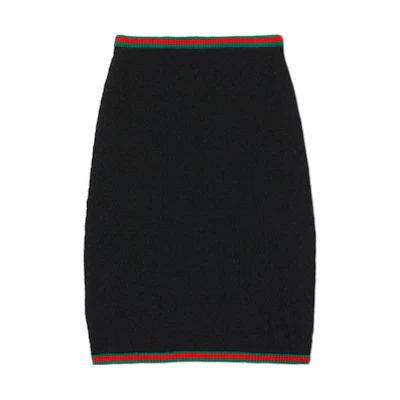 (Women) GUCCI SS24 Black Striped Low-Waist Long Casual Skirt. 792043-XKD3C-1152