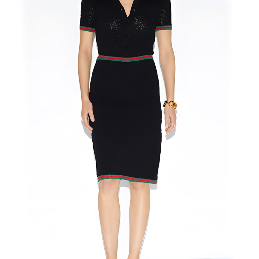 (Women) GUCCI SS24  Black Striped Low-Waist Long Casual Skirt. 792043-XKD3C-1152 圖 3