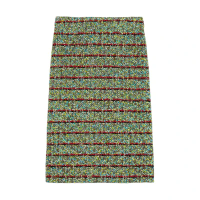 (Women) GUCCI SS24 Green Striped Tweed Midi Skirt Casual Style. 761363-ZAOOW-4374
