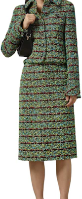 (W) GUCCI SS24 綠色條紋粗花呢中長裙 休閒風格. 761363-ZAOOW-4374 Shop (W) GUCCI SS24 綠色條紋粗花呢中長裙 休閒風格. 761363-ZAOOW-4374