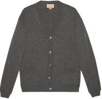 (Women) GUCCI SS24 Grey V-Neck Button-Up Long Sleeve Knit Cardigan. 773559-XKDUV-1165 (Women) GUCCI SS24 Grey V-Neck Button-Up Long Sleeve Knit Cardigan. 773559-XKDUV-1165