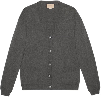 (W) GUCCI SS24 Kardigan Rajut Lengan Panjang Kelabu V-Leher dengan Butang. 773559-XKDUV-1165 Order (W) GUCCI SS24 Kardigan Rajut Lengan Panjang Kelabu V-Leher dengan Butang. 773559-XKDUV-1165