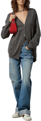 (W) GUCCI SS24 Kardigan Rajut Lengan Panjang Kelabu V-Leher dengan Butang. 773559-XKDUV-1165 Lookbook (W) GUCCI SS24 Kardigan Rajut Lengan Panjang Kelabu V-Leher dengan Butang. 773559-XKDUV-1165