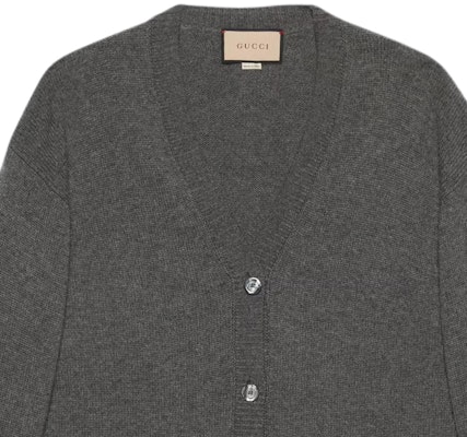 (W) GUCCI SS24 Kardigan Rajut Lengan Panjang Kelabu V-Leher dengan Butang. 773559-XKDUV-1165 Details for (W) GUCCI SS24 Kardigan Rajut Lengan Panjang Kelabu V-Leher dengan Butang. 773559-XKDUV-1165