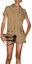 Shop (Women) GUCCI SS24 Logo Print Camel Collared Romper Casual Jumpsuit. 781457-Z8BRZ-2190