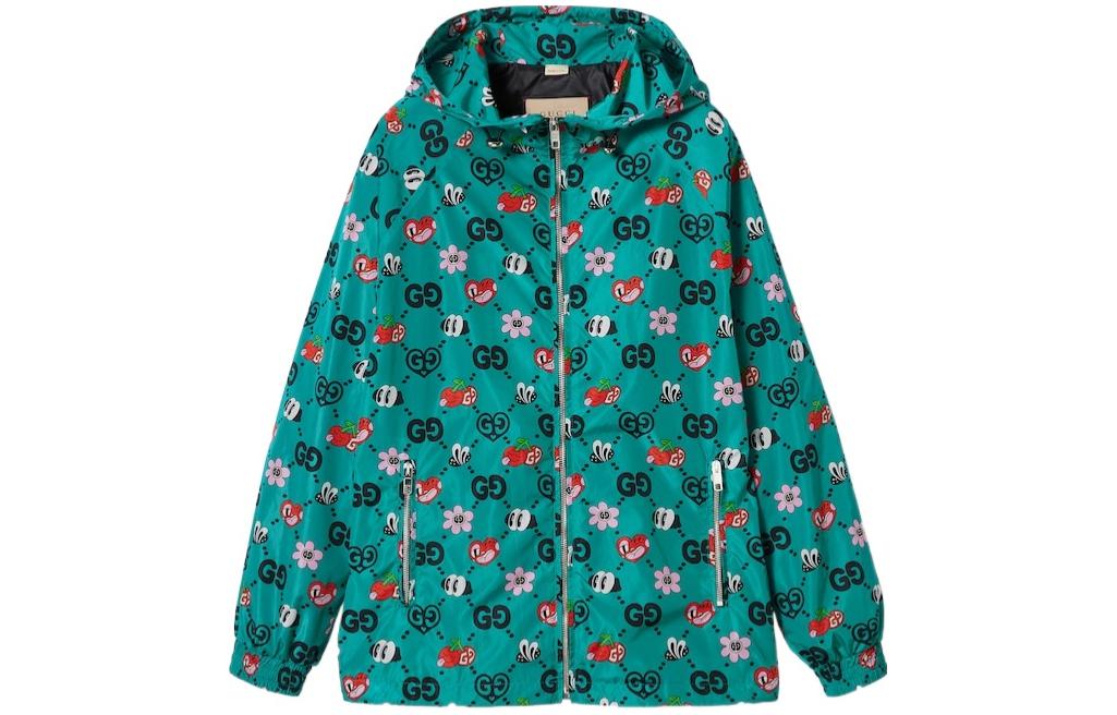 (Women) GUCCI SS24  Multi-Color Logo Print Hooded Jacket. 781446-ZAQFA-4137
