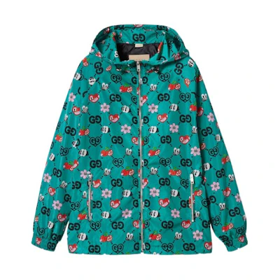 (Women) GUCCI SS24 Multi-Color Logo Print Hooded Jacket. 781446-ZAQFA-4137