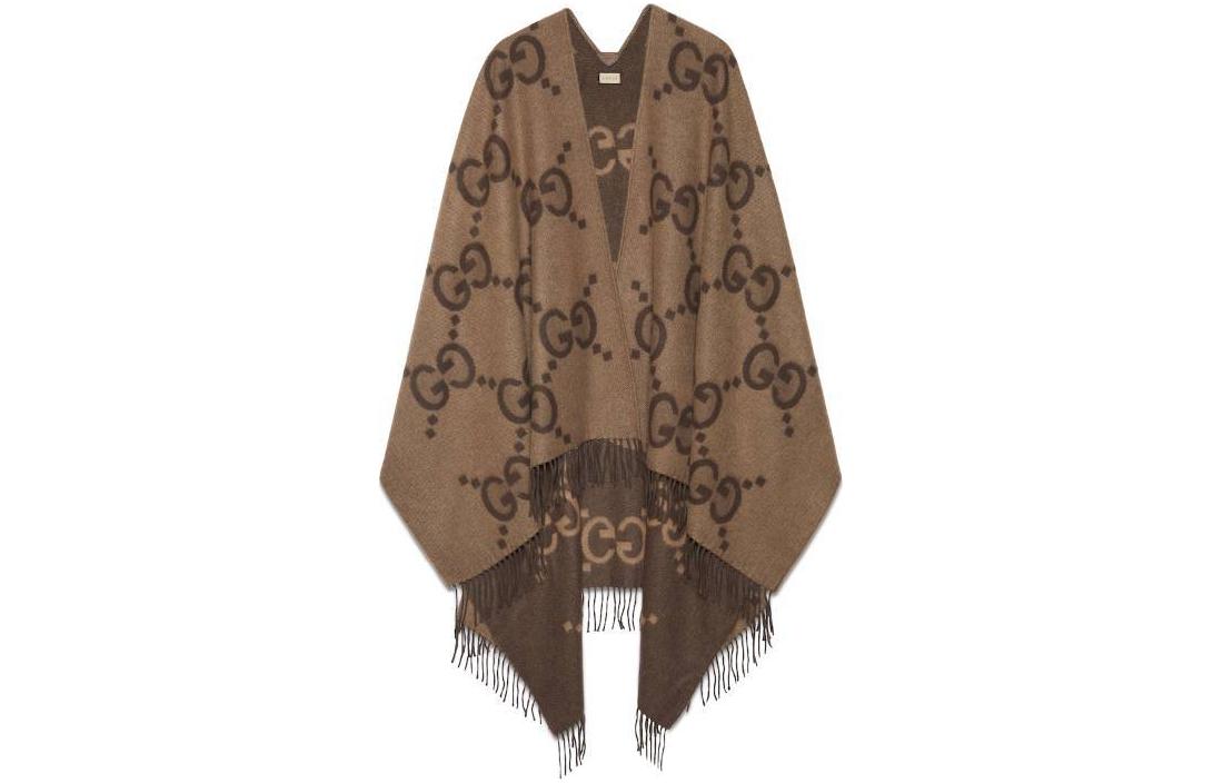 (Women) GUCCI SS24  Oversized Reversible Logo Cape in Dark Brown. 774308-4GABX-9764