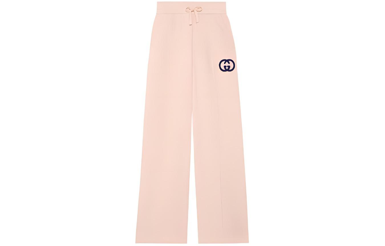 Order (W) GUCCI SS24 粉色抽繩刺繡標誌休閒長褲 768124-XJF8S-5874