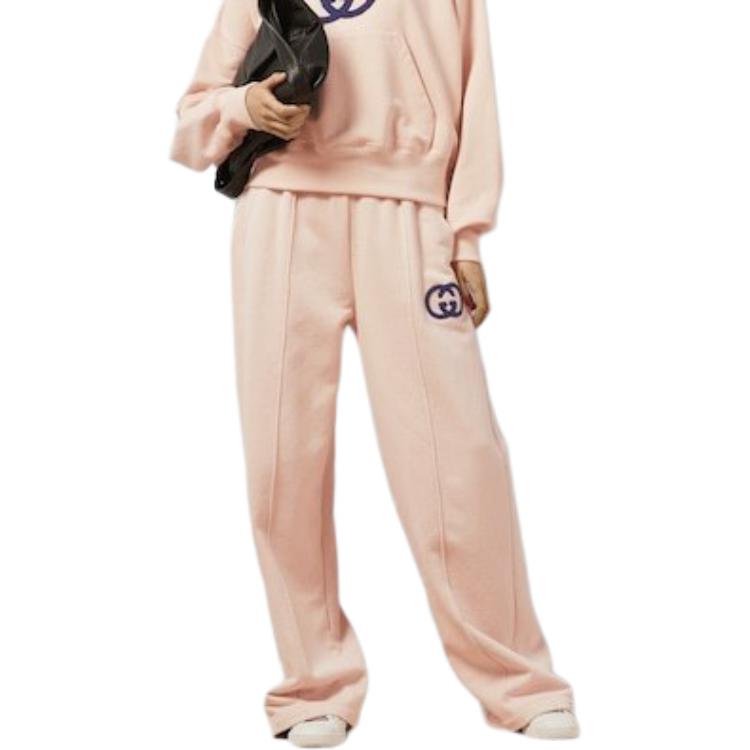 Lookbook (W) GUCCI SS24 粉色抽繩刺繡標誌休閒長褲 768124-XJF8S-5874