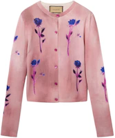 (Women) GUCCI SS24 Pink Floral Print Round-Neck Button-Up Knit Sweater. 782657-XKD0X-5581 (Women) GUCCI SS24 Pink Floral Print Round-Neck Button-Up Knit Sweater. 782657-XKD0X-5581