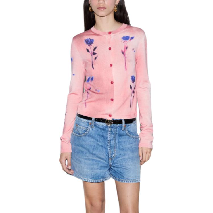 (Women) GUCCI SS24  Pink Floral Print Round-Neck Button-Up Knit Sweater. 782657-XKD0X-5581 圖 3