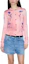 Lookbook (Women) GUCCI SS24 Pink Floral Print Round-Neck Button-Up Knit Sweater. 782657-XKD0X-5581