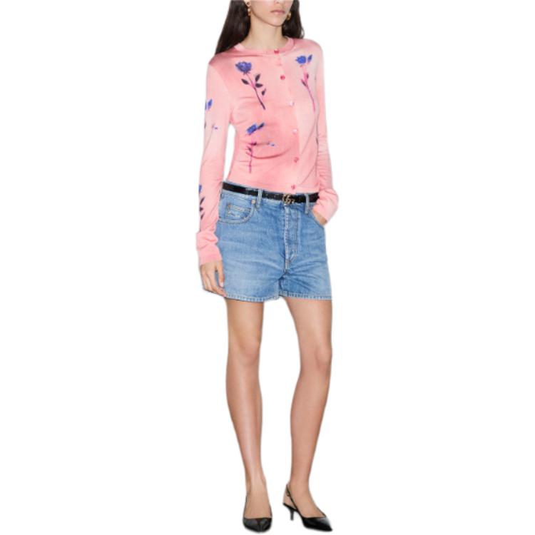 (Women) GUCCI SS24  Pink Floral Print Round-Neck Button-Up Knit Sweater. 782657-XKD0X-5581 圖 6