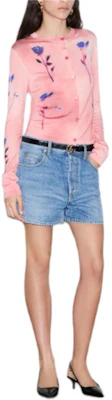 (Women) GUCCI SS24 Pink Floral Print Round-Neck Button-Up Knit Sweater. 782657-XKD0X-5581 Details for (Women) GUCCI SS24 Pink Floral Print Round-Neck Button-Up Knit Sweater. 782657-XKD0X-5581