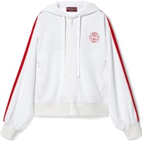 (Women) GUCCI SS24 White Hooded Jacket with Embroidered Logo. 743073-XJGK2-9203 (Women) GUCCI SS24 White Hooded Jacket with Embroidered Logo. 743073-XJGK2-9203