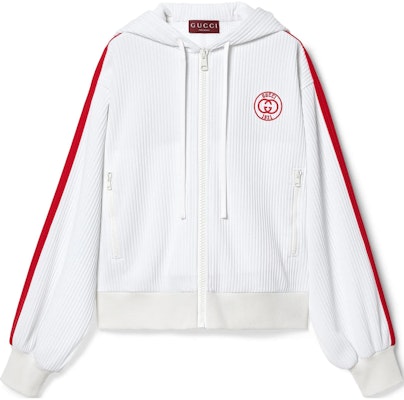 (Women) GUCCI SS24 White Hooded Jacket with Embroidered Logo. 743073-XJGK2-9203 Buy (Women) GUCCI SS24 White Hooded Jacket with Embroidered Logo. 743073-XJGK2-9203