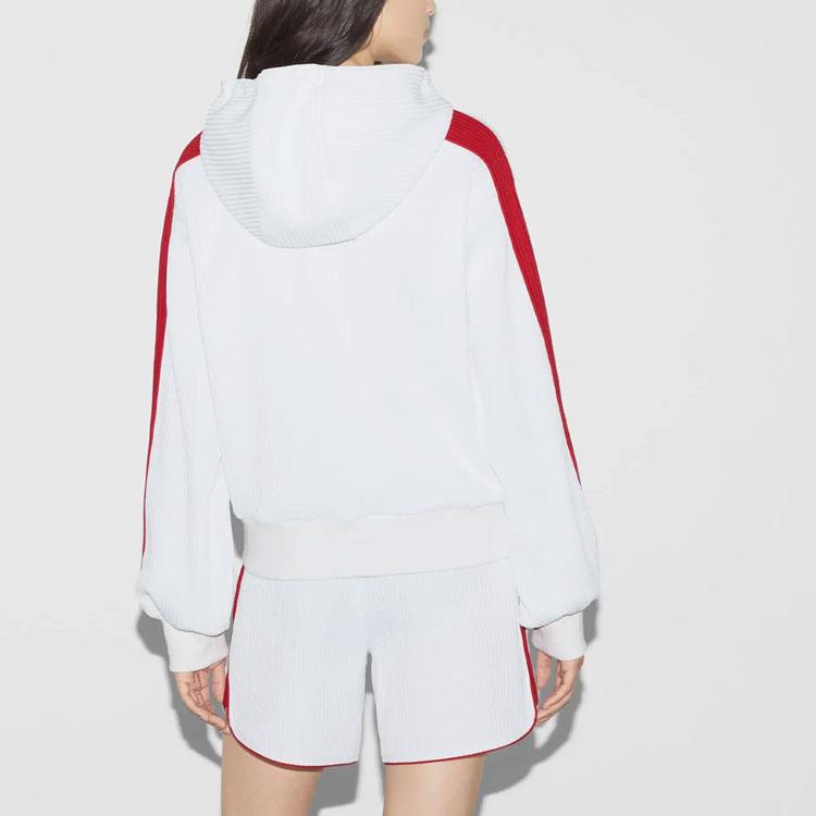 Details for (Women) GUCCI SS24  White Hooded Jacket with Embroidered Logo. 743073-XJGK2-9203