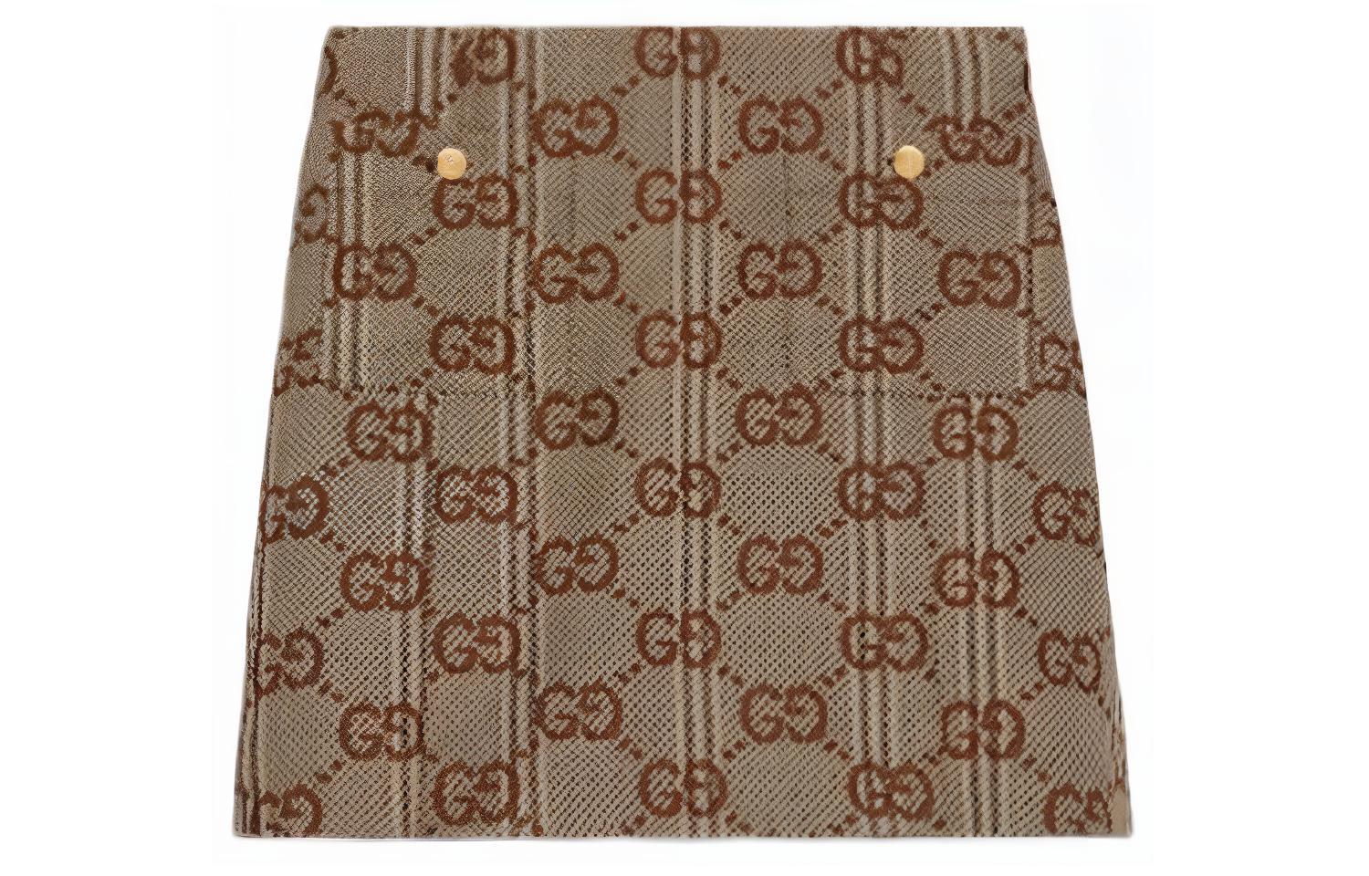 (Women) Gucci SS24 Allover Logo Zip Skirt Beige 771998-ZA0PC-9549