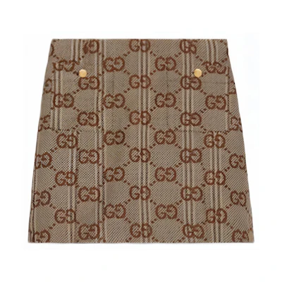 (Women) Gucci SS24 Allover Logo Zip Skirt Beige 771998-ZA0PC-9549