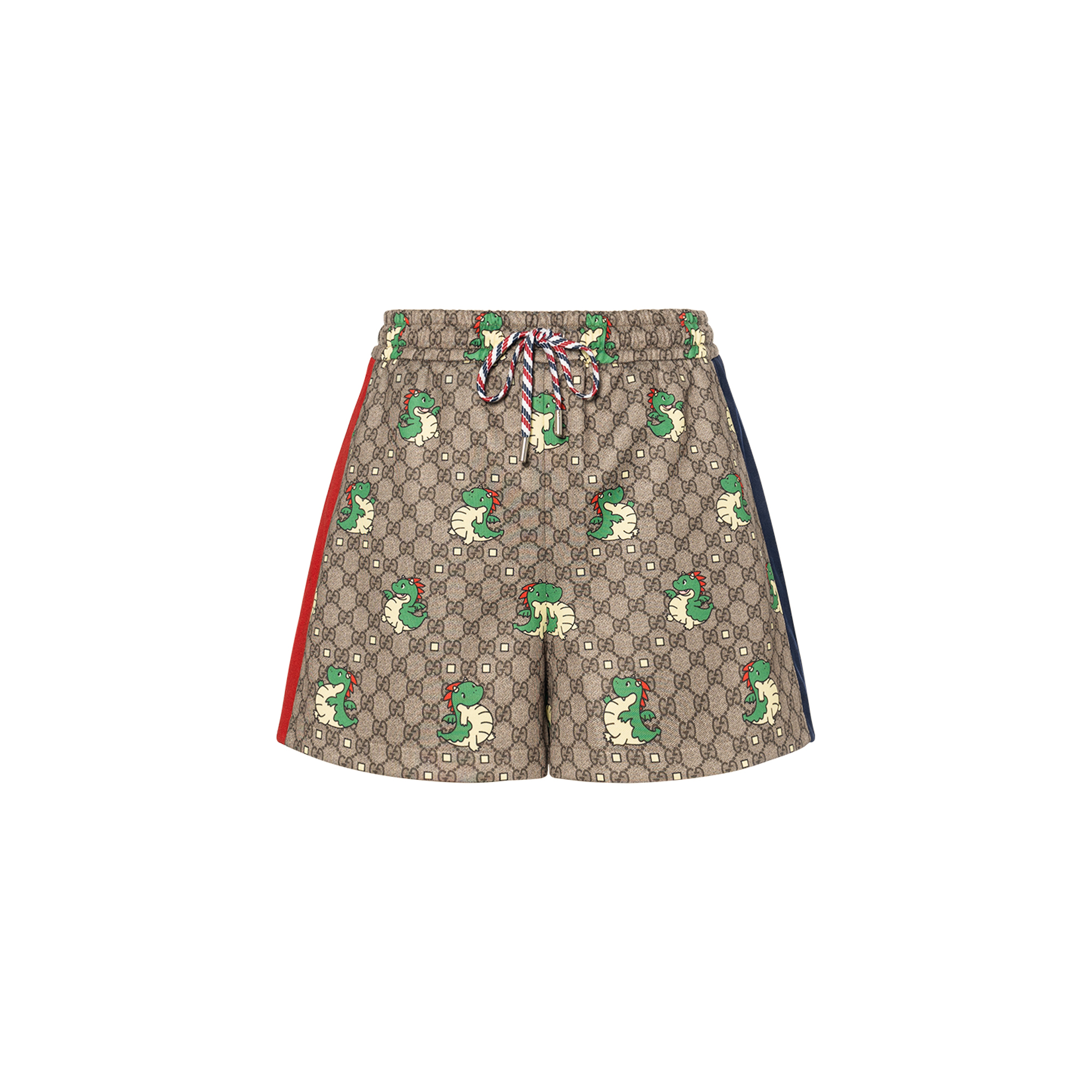 (Women) Gucci SS24 Baby Dragon Print Casual Drawstring Shorts in Umber 774202-XJGD7-2139