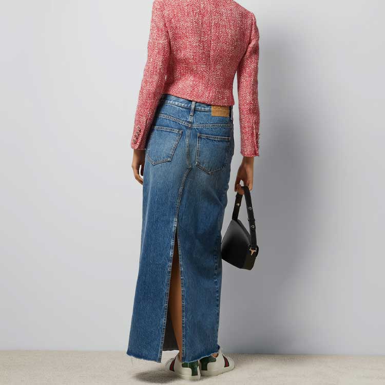 Purchase (W) GUCCI SS24 女裝藍色牛仔中長裙配馬銜扣細節. 776517-XDCQ-04447