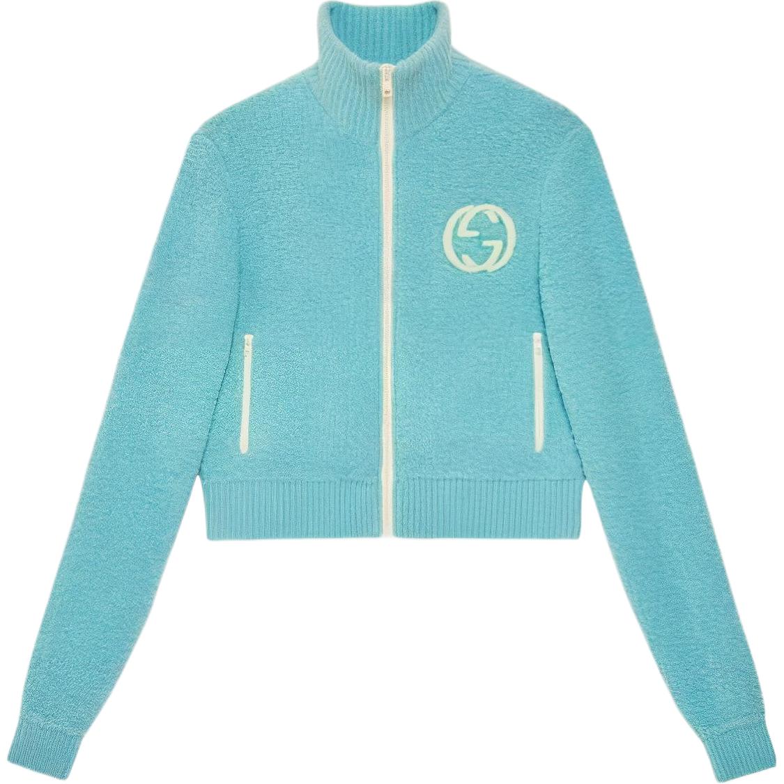 (Women) Gucci SS24 Blue Logo High Neck Zip Sweater 772342-XKDMG-4452