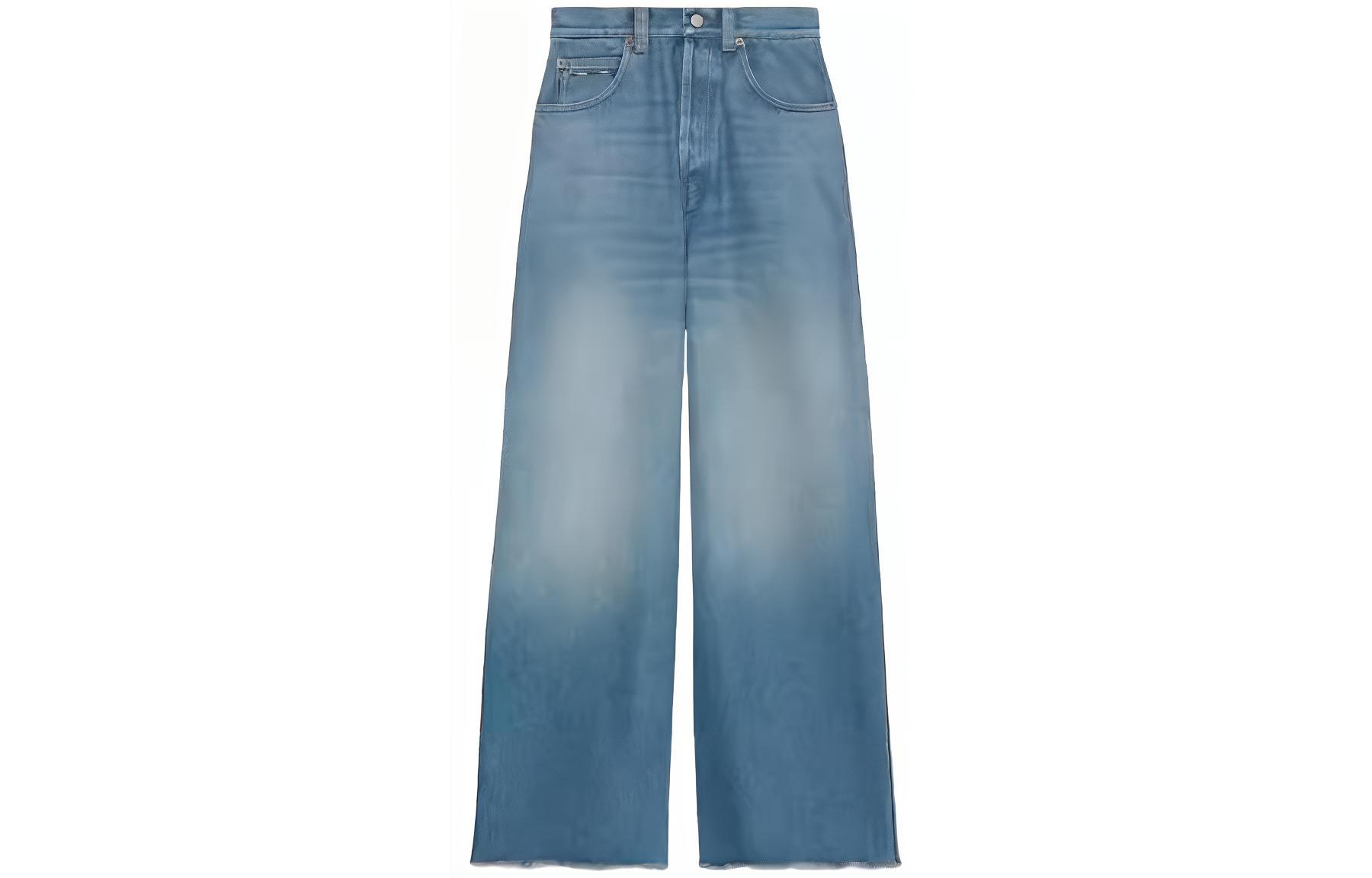 (Women) Gucci SS24 Blue Mid-Rise Wide-Leg Zipper Jeans 776580-XDCRA-4447