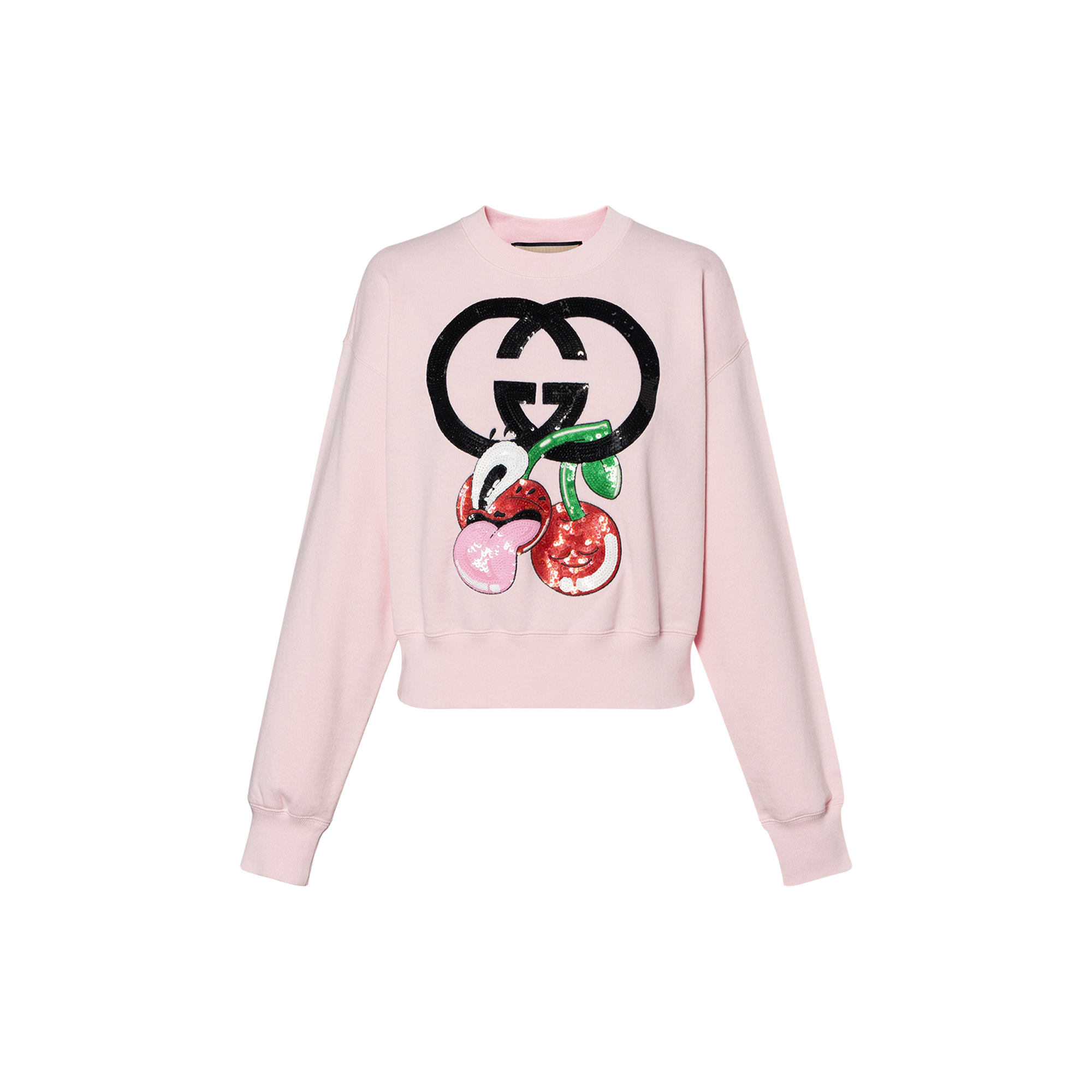 (Women) Gucci SS24 Cherry Embroidered Pink Crewneck Sweatshirt 773769-XJGHH-5781