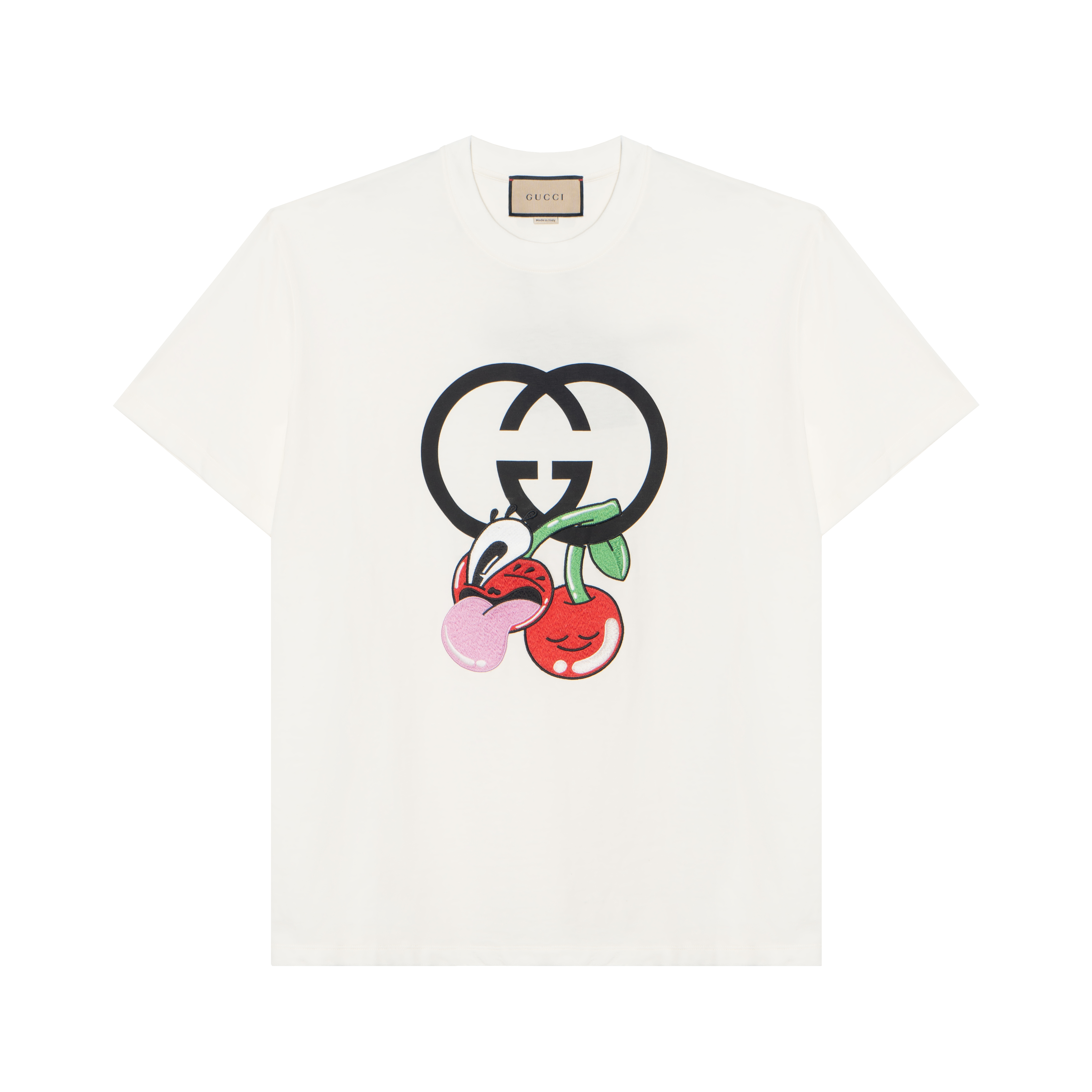 (Women) Gucci SS24 Cherry Print White Crew Neck T-Shirt 776596-XJGHP-9088