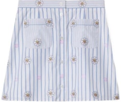 (Women) Gucci SS24 Floral Stripe Printed Casual Skirt Multicolor 781768-ZAQFC-9241 (Women) Gucci SS24 Floral Stripe Printed Casual Skirt Multicolor 781768-ZAQFC-9241