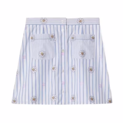 (Women) Gucci SS24 Floral Stripe Printed Casual Skirt Multicolor 781768-ZAQFC-9241