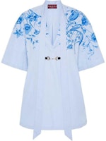 (Women) Gucci SS24 Floral V-neck Short Dress for Women in Cornflower Blue 788835-Z8BSV-4375 (Women) Gucci SS24 Floral V-neck Short Dress for Women in Cornflower Blue 788835-Z8BSV-4375