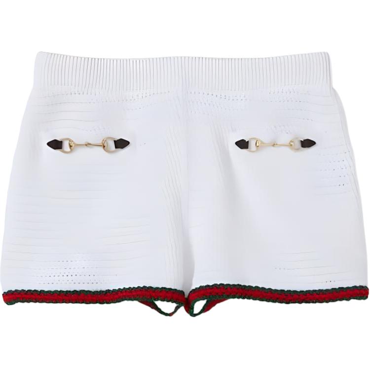(Women) Gucci SS24 Gucci Lido Ivory Shorts with Horsebit Trim 786421-XKD2M-9275