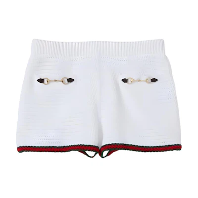 (Women) Gucci SS24 Gucci Lido Ivory Shorts with Horsebit Trim 786421-XKD2M-9275