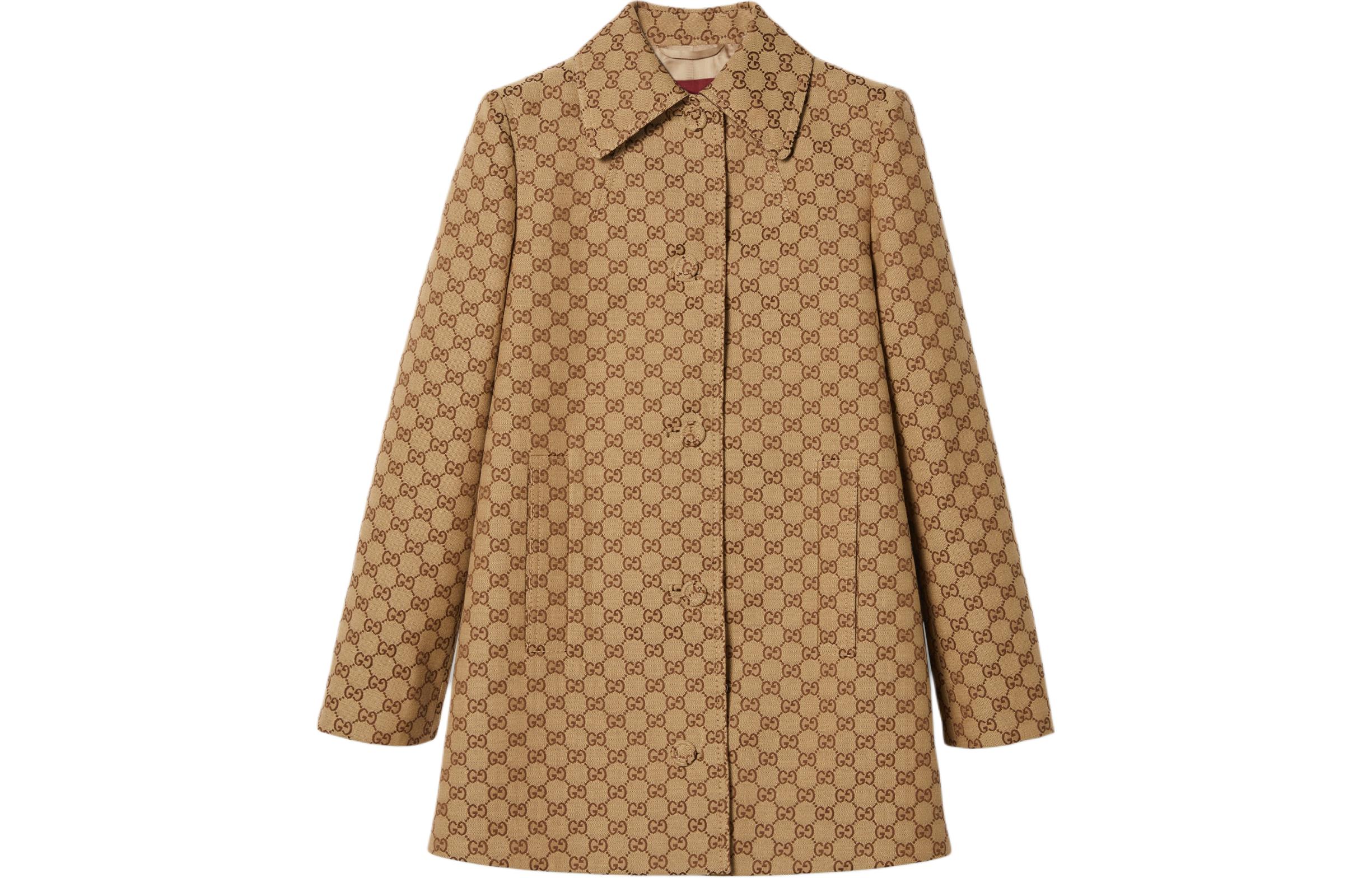 Buy (W) 古驰SS24标志印花单排扣女式夹克驼色 788387-Z8BSO-2190