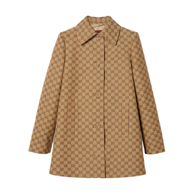(Women) Gucci SS24 Logo Print Single-Breasted Jacket Women Camel 788387-Z8BSO-2190