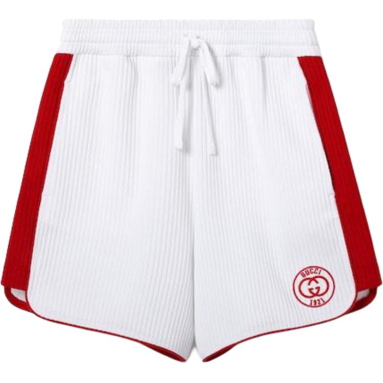 (Women) Gucci SS24 Logo Striped Drawstring Shorts for Women - White 743078-XJGK2-9203
