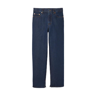 (Women) GUCCI SS24 Low-Waist Side-Slit Denim Jeans Women Deep Blue 792168-XDCYY-4100