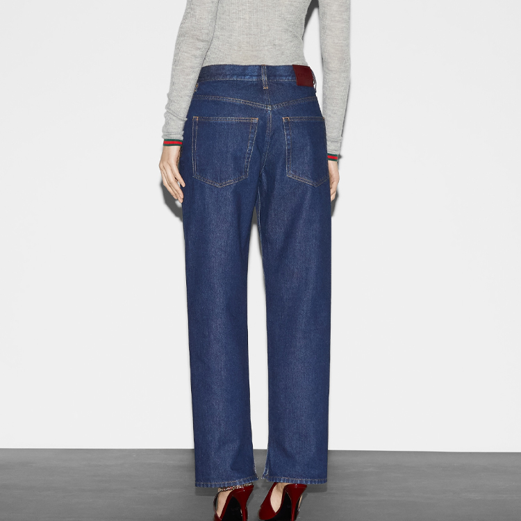(Women) GUCCI SS24 Low-Waist Side-Slit Denim Jeans Women Deep Blue 792168-XDCYY-4100 圖 5
