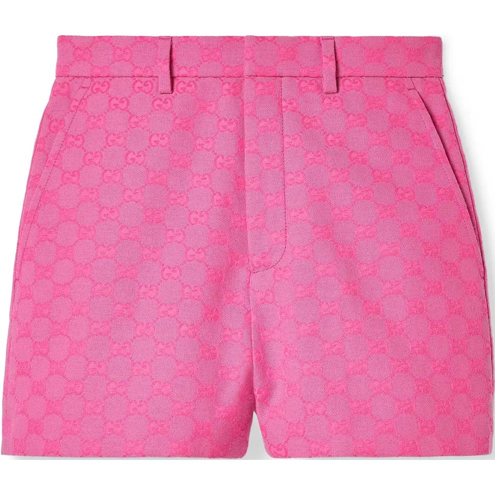 (Women) Gucci SS24 Pink Logo Patterned Casual Shorts with Zipper Pocket 784946-ZAF4S-5034