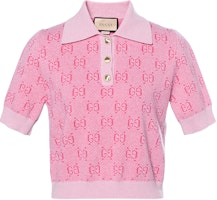 (Women) Gucci SS24 Pink Logo Short Sleeve Polo Shirt 773631-XKDK5-5152 (Women) Gucci SS24 Pink Logo Short Sleeve Polo Shirt 773631-XKDK5-5152