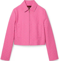 (Women) Gucci SS24 Pink Monogram Lido Zip-Up Casual Jacket for Women 784827-Z8BSR-5034 (Women) Gucci SS24 Pink Monogram Lido Zip-Up Casual Jacket for Women 784827-Z8BSR-5034