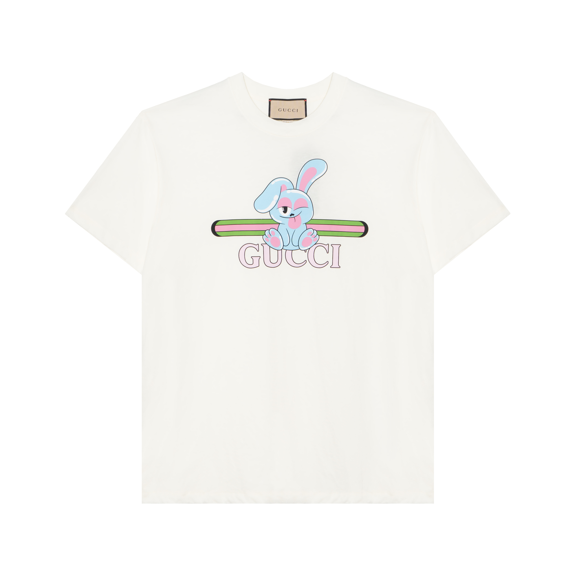(Women) Gucci SS24 Rabbit Print Oversized T-Shirt Cream 776596-XJGHQ-9095