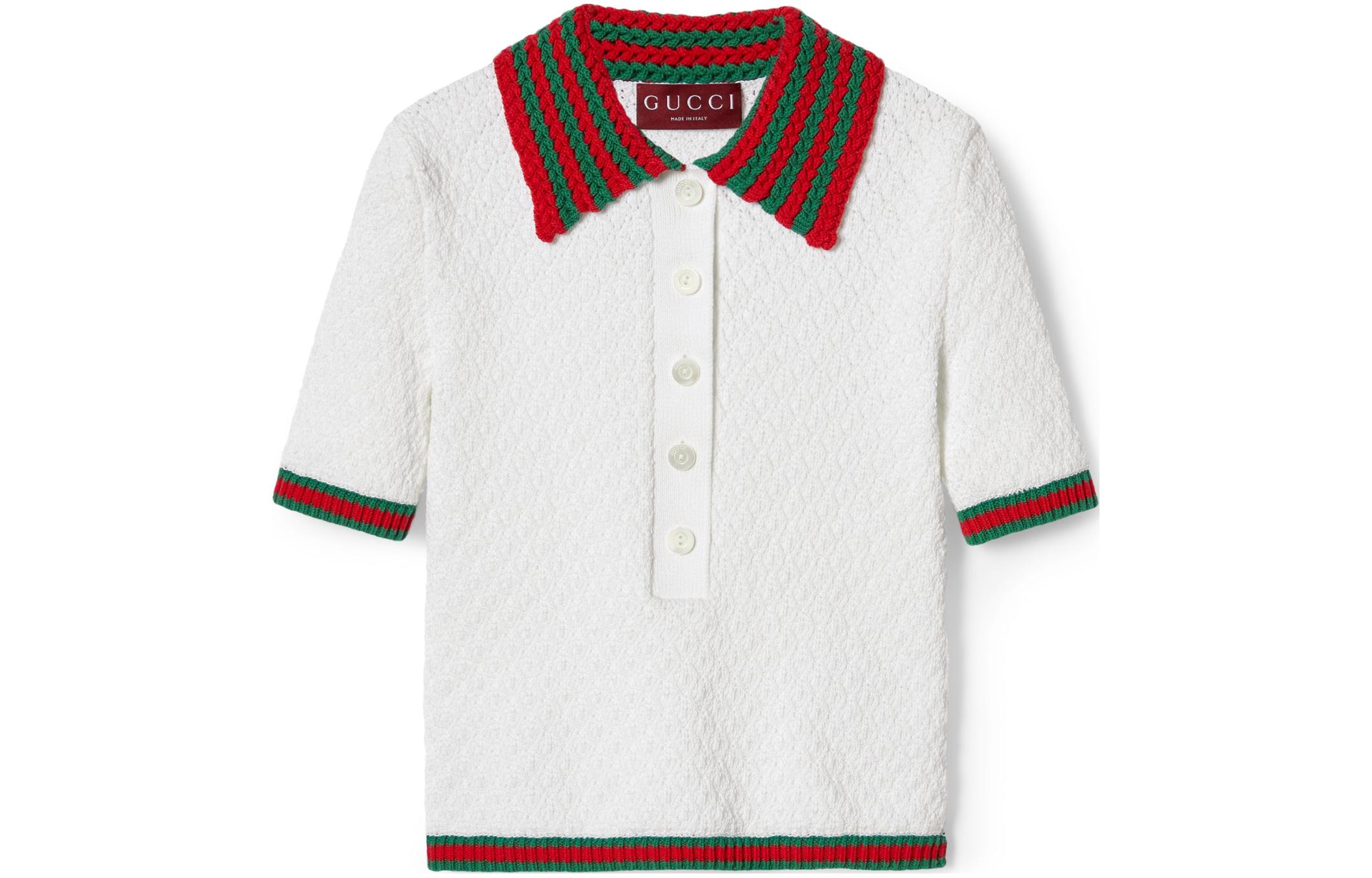 (Women) Gucci SS24 Sabato De Sarno Colorblock Knit T-Shirt White 782324-XKD3C-9074