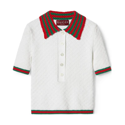 (Women) Gucci SS24 Sabato De Sarno Colorblock Knit T-Shirt White 782324-XKD3C-9074