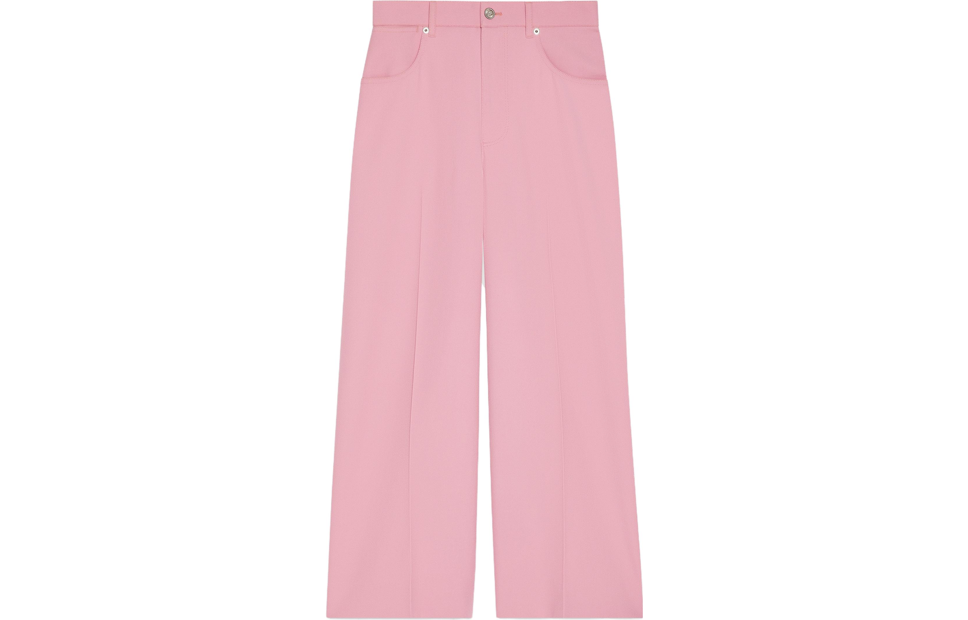 (Women) Gucci SS24 Solid Wool Wide-Leg Trousers in Pink 777566-ZHW51-5334